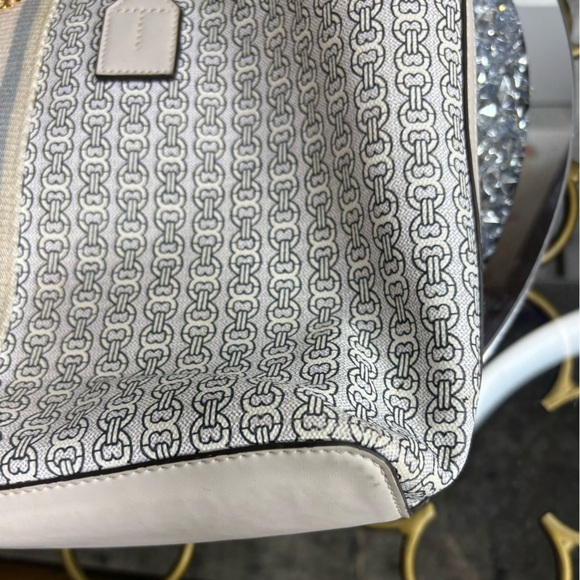 Tory Burch Small Gemini Link Canvas Tote Ivory Gemini link and stripe motif EUC - Picture 11 of 13
